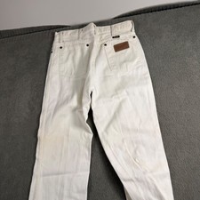 Vintage Wrangler 936WHI Cowboy Cut Slim Fit White Jeans Made in USA 31x38