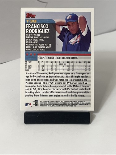 2000 Topps Traded FRANCISCO RODRIGUEZ Rookie Card T38 Anaheim LA Angels - Picture 3 of 3