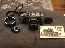Canon FTb QL 35mm SLR Film Camera w/ 50mm f/1.8 FD Lens Tested  Working Extras