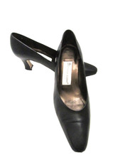 Vintage ETIENNE AIGNER BLACK LEATHER PUMPS MULES LOAFERS HEELS SZ: 7M DANUBE