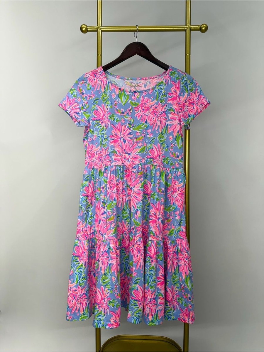Lilly Pulitzer Geanna Short Sleeve Sunrise Bay Pink Blue print Dress XS NWOT View 3