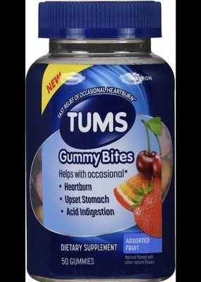 TUMS Gummy Bites Dietary Supplement for Occasional Heartburn Relief - 50 Count
