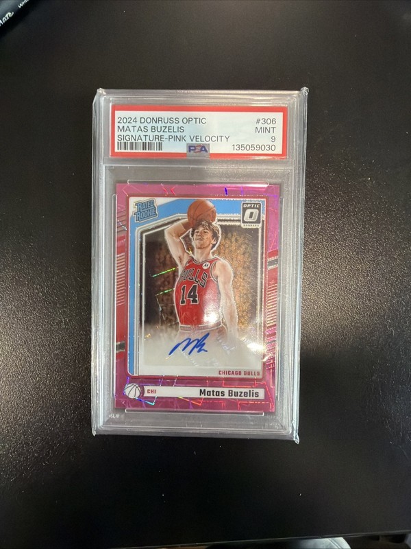 MATAS BUZELIS RC 2024 DONRUSS OPTIC PINK VELOCITY ROOKIE AUTO /79 PSA 9 MINT