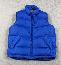 Vintage Lands End Puffer Vest Goose Down Kids 10-12 Blue Full Zip