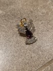Angel Rhinestone Pin Gold Tone Clear Rhinestones Purple Teardrop Crystal — photo 2