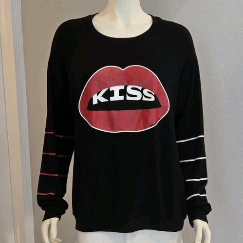 Lauren Moshi Noleta KISS Lip Black Ultra Soft L/S MED Pullover Made in USA EUC - Picture 3 of 13