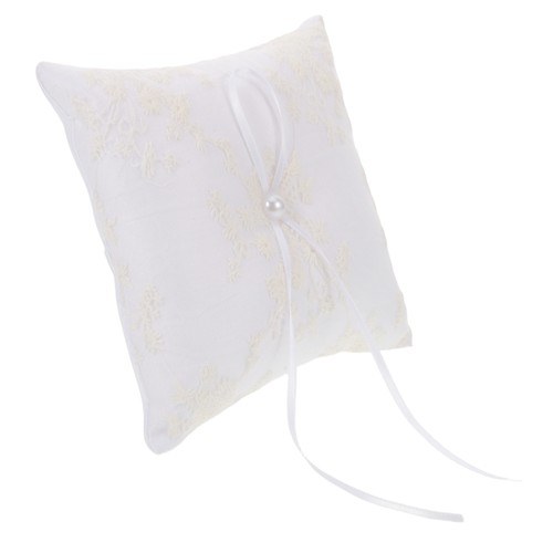 Vintage Stil Hochzeitskissen Satin bestickt Spitze eckig Trägerkissen - Bild 6 von 12