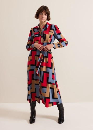 Phase Eight Amita Geo Hemdkleid mit Gürtel Größe 10 UVP 129 £ - Bild 4 von 10