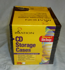 IMATION 25-Ct Slim DVD/CD Storage Cases Plastic, Clear Top Black Bottom NEW