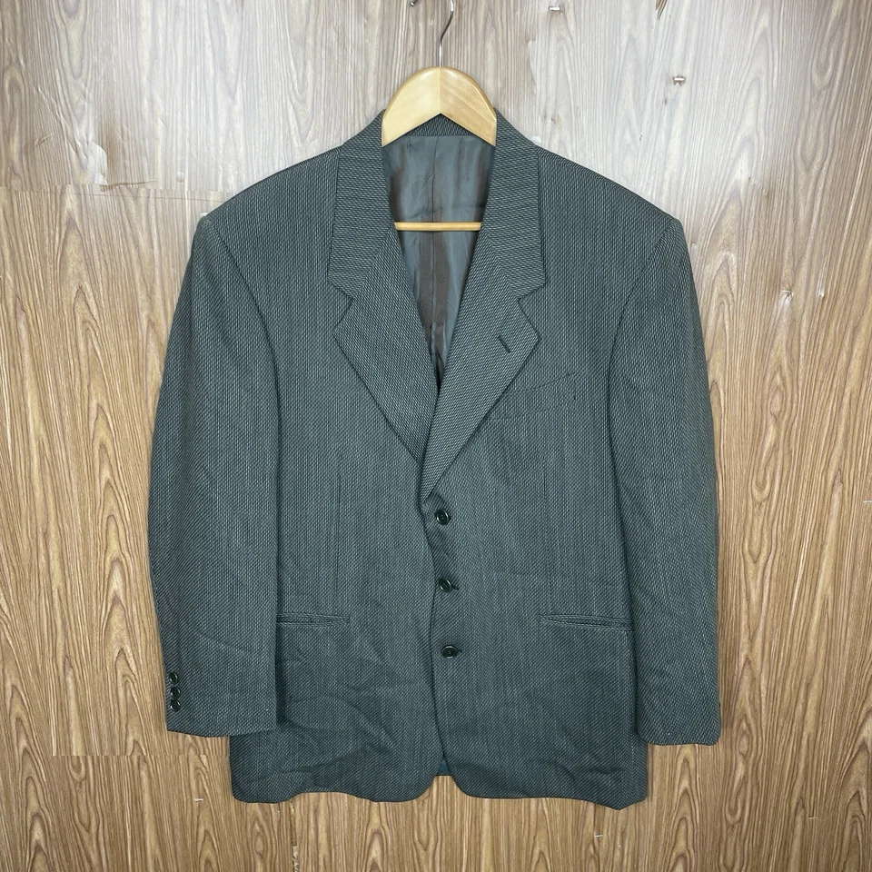 Traje Pal Zileri 2 Piezas Hombre 40R 32x29 Verde Blanco Texturizado 100s Lana Hecho en Italia Foto 4 de 4