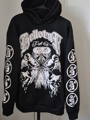 Hell Studios Star  Victory  Hoodie Letter Graffiti Portrait Print Vintage Hoodie