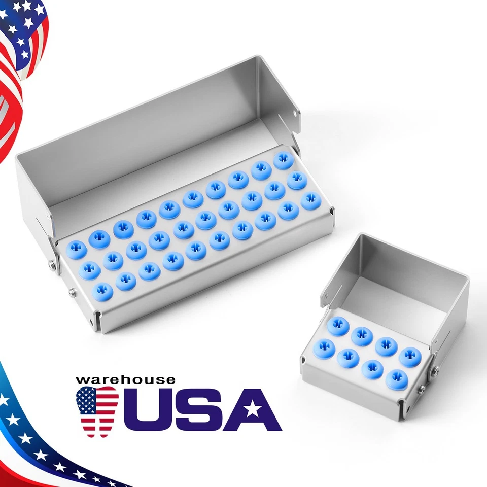8/30Holes Bur Dental Burs Disinfection Autoclave Stand Holder Block Case Steel - Image 2 of 4