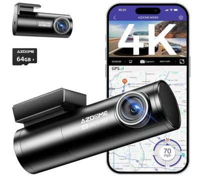 AZDOME Dashcam mit Rückfahrkamera[4K, 170°Vorne+1080P, 150°Hinten] WiFi, GPS,