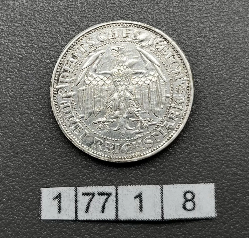500/- Silbermünze, 3 Reichsmark, Tausend Jahre Burg und Meissen, 1929, E, Schön - Bild 2 von 2