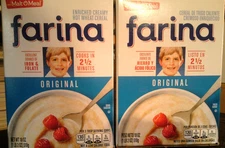 LOT OF 2 Farina Original (enriched hot wheat cereal) 18oz per pack (BEST BY 8/26
