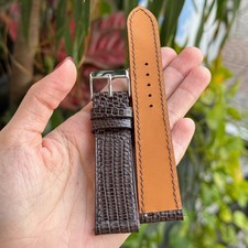 18mm 20mm 22mm Brown Lizard Leather Watch Strap Men Real Flat Lizard Watch Band