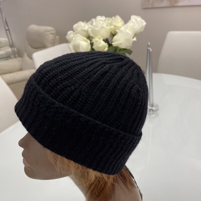 NWT $128 ELIE TAHARI Black CASHMERE & Wool HAT Beanie | eBay display picture 2