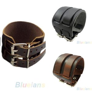 Fashion Men Vintage 2 Layer Punk Wide Belt Faux Leather Bracelet Image Is Loading Fashion Men Vintage 2 Layer Punk Wide Belt