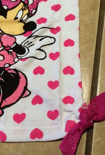 Valentines Disney Minnie Mouse Lace Sleeve Pink Heart Graphic Tee Size 4 5 6 6X - Picture 4 of 5