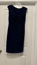 Navy  Lauren Ralph Lauren Sleeveless Ruched  Dress 12