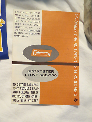 Vintage Coleman 502-700 Sportster Stove & Cook Kit 1964 Vintage Coleman 502-700 Sportster Stove & Cook Kit 1964