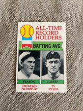 DCC: 1979 Topps Record Holders Batting Avg Rogers Hornsby Ty Cobb #414 EX-NM