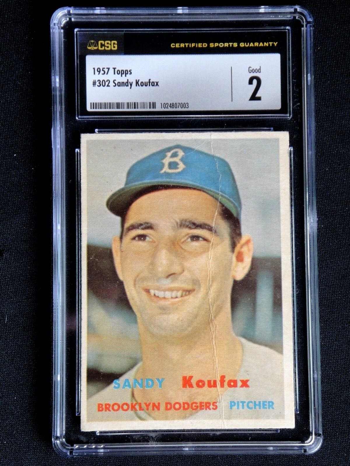 SANDY KOUFAX 1957 TOPPS BASEBALL CARD #302 CSG 2 GOOD BROOKLYN DODGERS HOF  | eBay
