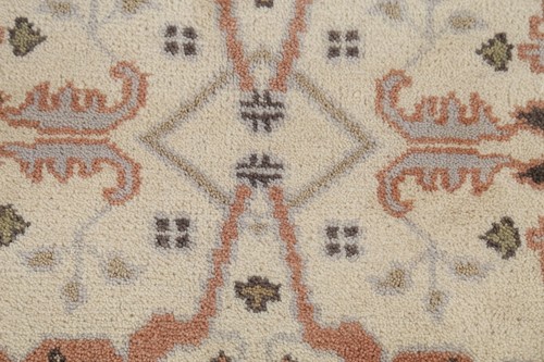 Elfenbein handgeknüpfter Woll-Oushak indischer Läufer Teppich 3x8 orientalischer Flur Teppich - Bild 10 von 17