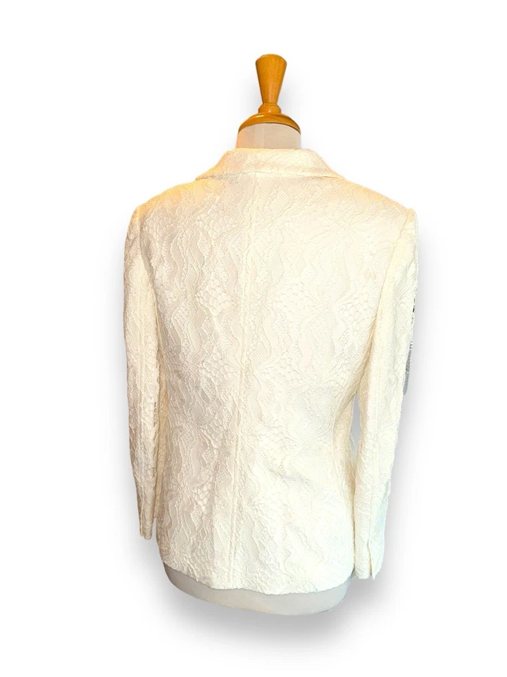 Blazer ROBERTO CAVALLI feito na Itália peito duplo branco pele de cobra renda 46 EUA 10 - Imagem 3 de 4