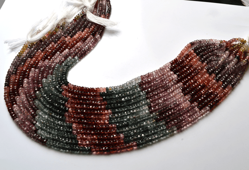 1 STAND 64.CT 13.5" AAA MULTI COLOR SPINEL Micro FACETED Rondelle BEADS 3.5-4 MM - Picture 2 of 3