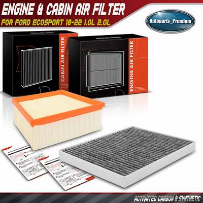 Engine & Activated Carbon Cabin Air Filter for Ford EcoSport 18-22 1.0L 2.0L