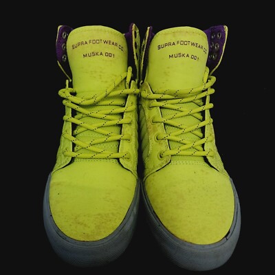 Supra Skytop Muska 001 Neon Yellow Green Purple High Top Skater