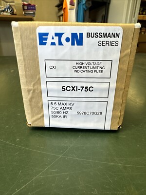EATON 5CXI-75C HIGH VOLTAGE LIMITING INDICATING FUSE 5978C70G28 TYPE CXI 5.5 KV