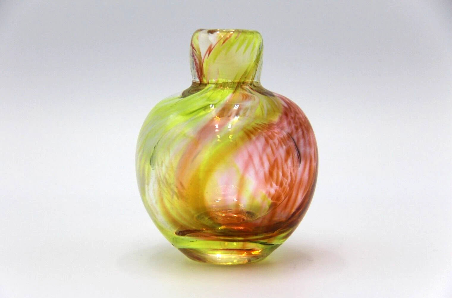 JAMES DODSON Australian Studio Art Glass Fluro Yellow & Orange Perfume Bottle - Image 2