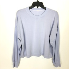 Lululemon Women French Terry Sweater Sz 6 Light Blue Crew Neck Sweatshirt Sport