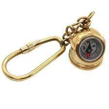 Compass Keychain Nautical Navigational Helmet Shaped Maritime Brass Accessory