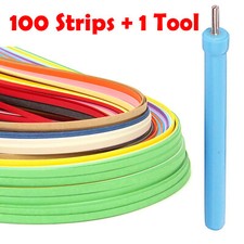 100 Quilling Paper Strips  x1 Metal Slotted Tool Craft Quality decor 