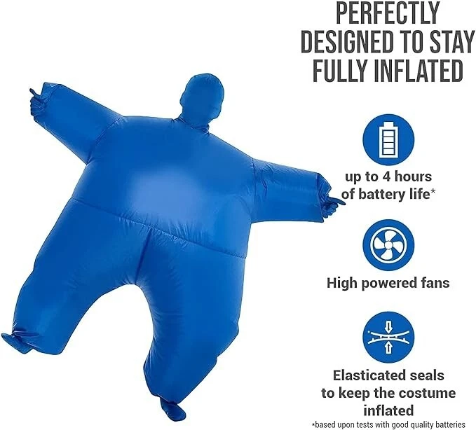 Disfraz inflable azul megamorfo para niños niños niñas traje de grasa inflable Halloween Foto 3 de 4