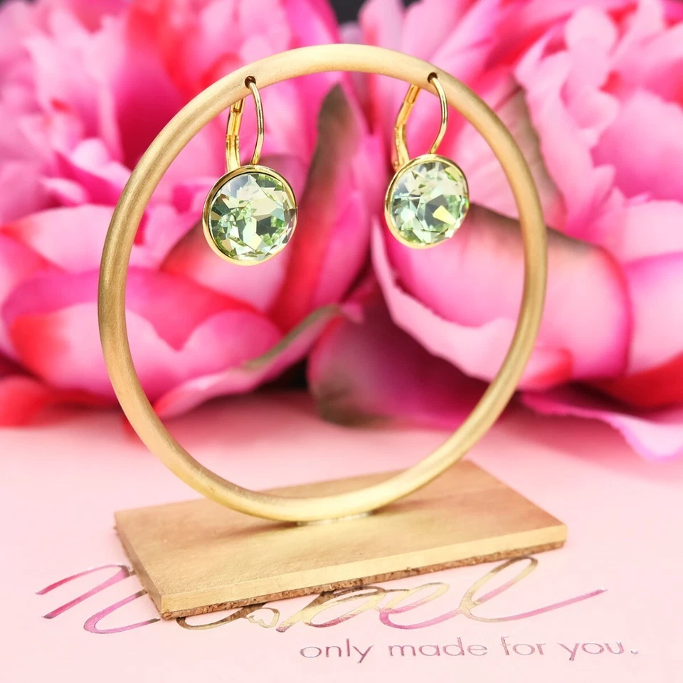 NOBEL SCHMUCK Ohrringe Gold Marken Kristallen Hellgrün 925 Sterling Silber - ... - Bild 4 von 4