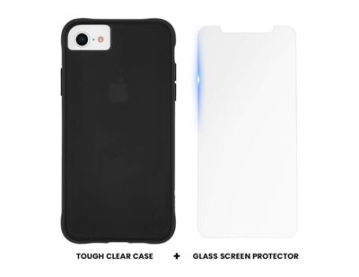Case-Mate Case and Glass Screen Protector for iPhone SE / iPhone 8 - Black