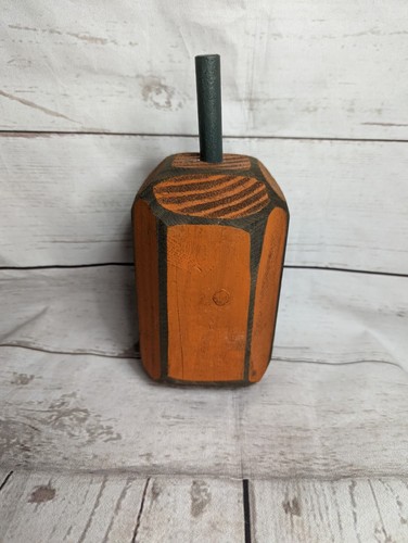 Carved Wooden Pumpkin Jack O Lantern Handmade 8.5" h Halloween Fall Primitive - Picture 3 of 6