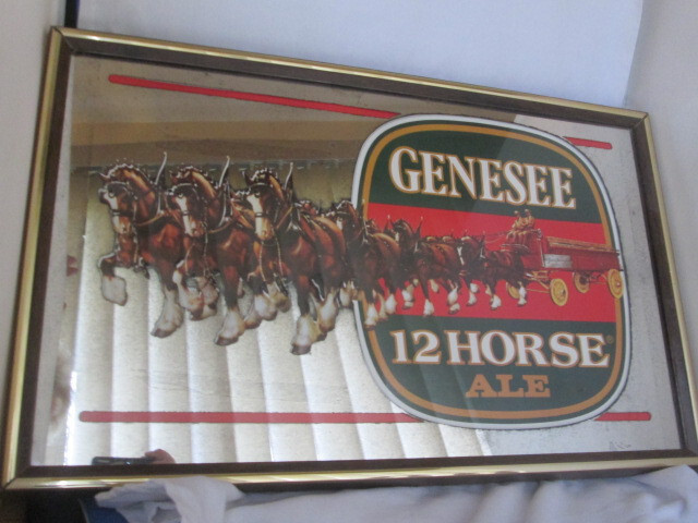 GENESEE BEER 12 HORSE ALE Framed Beer Mirror Sign Clydesdales 13