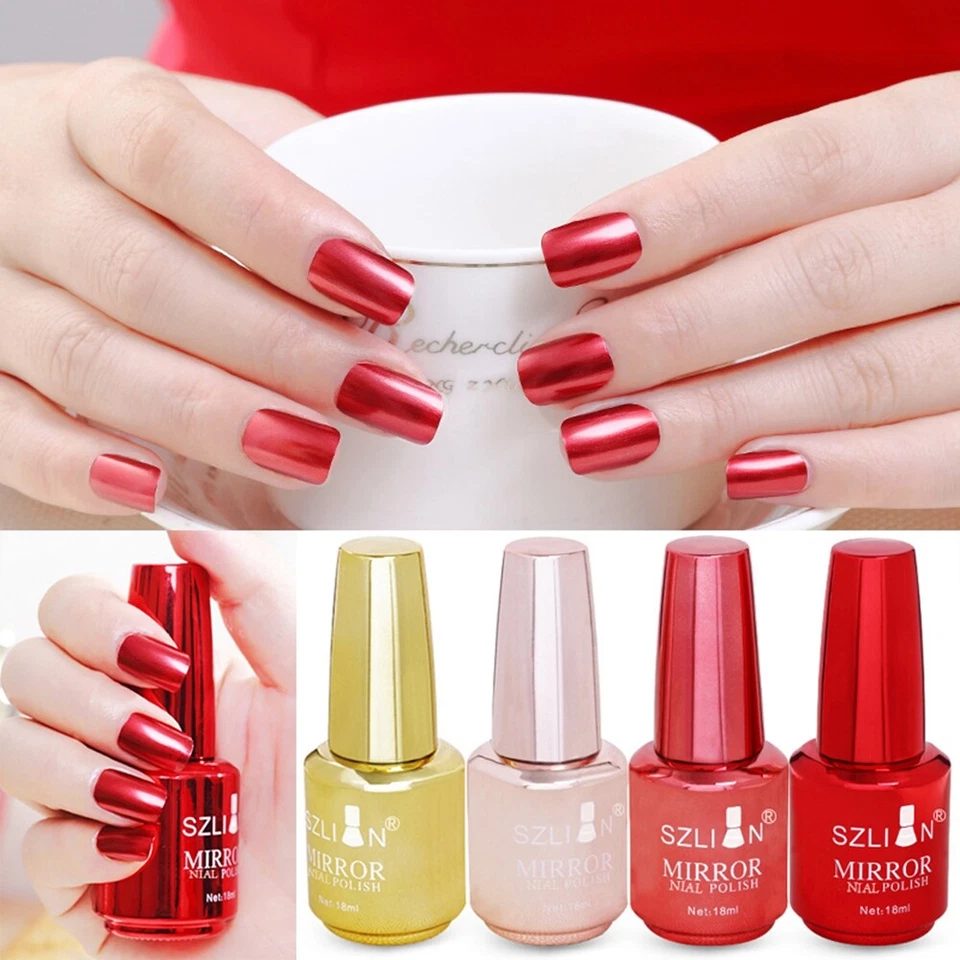 12 Farben Metallic-Nagellack Superglänzender Chrom-Nagelkunst-Lack Mit , - Bild 2 von 4