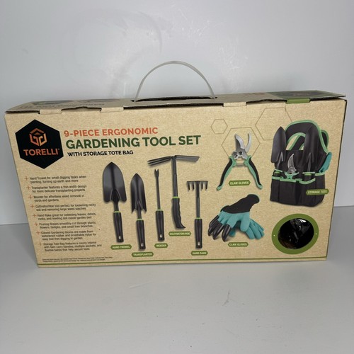 Torelli 9 Piece GARDENING TOOL SET of 6 Ergonomic Tools w/Storage Bag, 2 Gloves - Picture 5 of 6