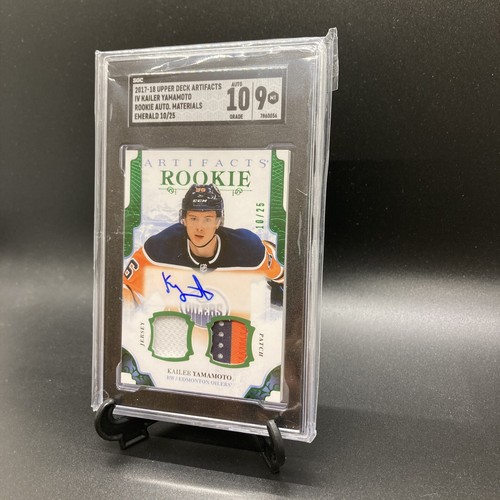 KAILER YAMAMOTO 2017-18 UPPER DECK ARTIFACTS EMERALD RC PATCH AUTO 10/25 SGC10|9 - Picture 3 of 12