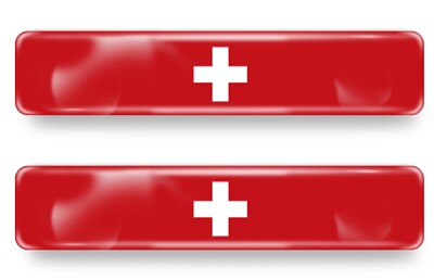 2x 3D Gel Aufkleber Schweiz 6cmx1cm Flagge Fahne Swiss Suisse Flag Stickers