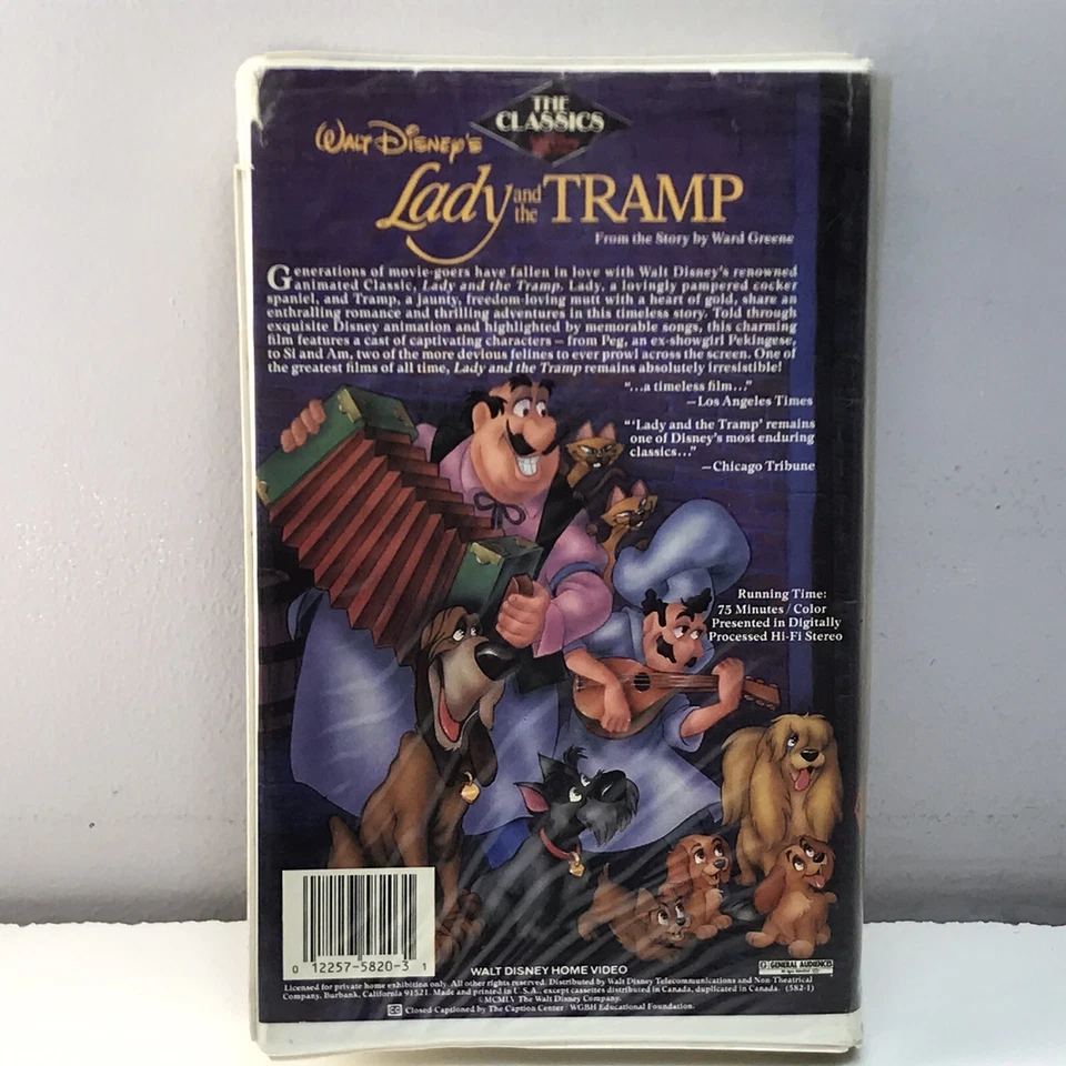 Lady and the Tramp VHS Disney Video Tape Black Diamond Classics VTG Clamshell - Image 4 of 4