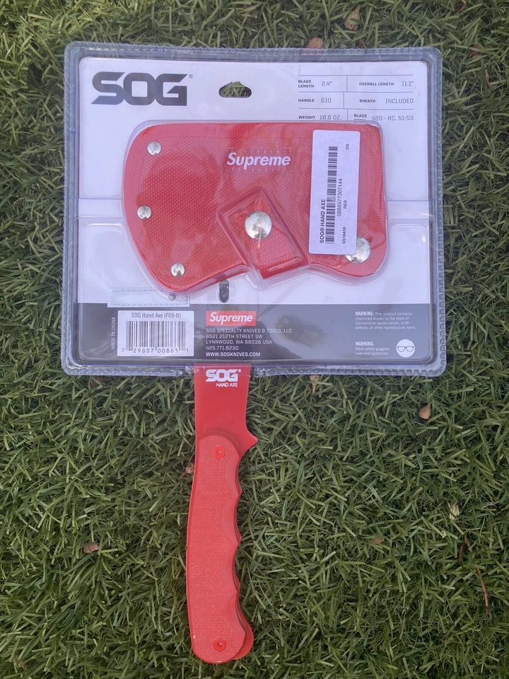 Hacha de mano Supreme x SOG roja SS18 - nueva - auténtica Foto 4 de 4