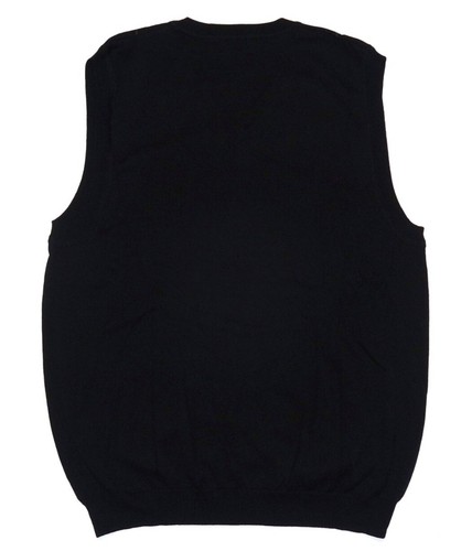 New Men's Sweater Vest V-Neck Cotton Black with Pattern NWT - Picture 2 of 3