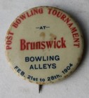 Post Bowling Turnier Braunschweig Bowlingbahnen 1904 Zelluloid Pinback Pin +